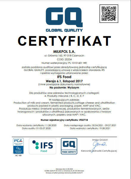 CERTYFIKAT IFS Food