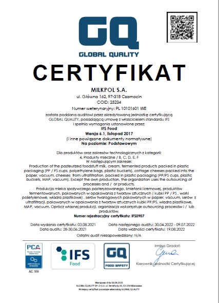 Certyfikat IFS Food
