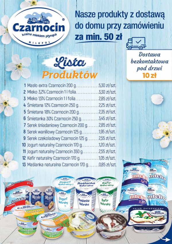 Czarnocin Milkpol zakupy do domu lista produktów